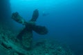 Bottom sunken ship wreck underwater