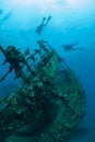 Bottom sunken ship wreck underwater