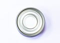 A bottom of tuna can on a white background Royalty Free Stock Photo