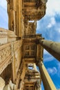 Bottom up view of the facade of Celsus Library