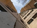 Bottom-Up View Of A Multi-Storey Panel House, Urban Dead End