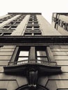 Bottom up view of a NYC apartment building, during daytime. Royalty Free Stock Photo