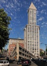 Bottom Up View To The Smith Tower In Seattle