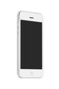 Bottom up view of white mobile smart phone with blank screen Royalty Free Stock Photo