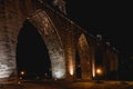 Night View of The Aguas Livres Aqueduct in Lisbon. it is one of the most famous and popular tourist sights in Lisbon. Beautiful