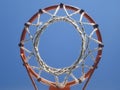 Bottom view of amateur basketball hoop Royalty Free Stock Photo