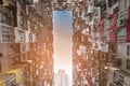 Bottom view Apartment city downtown Hong Kong residence Royalty Free Stock Photo