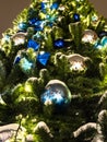 Bottom view of Christmas ornaments on tree Royalty Free Stock Photo