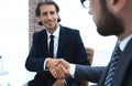 Bottom view. confident handshake of business partners Royalty Free Stock Photo