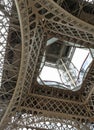 Bottom view of Detail of Truss of Eiffel Tower in Paris French Royalty Free Stock Photo