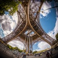 The bottom view of Eiffel tower in Paris