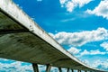 Bottom view of elevated concrete highway. Overpass concrete road. Road flyover structure. Modern motorway. Transportation Royalty Free Stock Photo