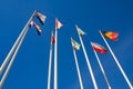 Bottom view of a flags of different countries Royalty Free Stock Photo