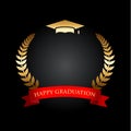Bottom view Gold Graduation hat with a red ribbon Royalty Free Stock Photo