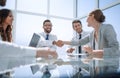 Bottom view.handshake business partners over the Desk Royalty Free Stock Photo