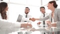 Bottom view.handshake business partners over the Desk Royalty Free Stock Photo