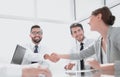 Bottom view.handshake business partners over the Desk Royalty Free Stock Photo