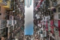 Bottom view Hong Kong residence apartment against blue sky Royalty Free Stock Photo