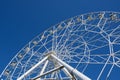 Bottom view of a large Ferris wheel attraction on the background of the blue sky Royalty Free Stock Photo