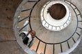 Bottom view of little girl standing on a spiral staircase - Specific learning disorders concept - Childhood difficulties concepts Royalty Free Stock Photo