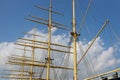 Bottom View of the mainmast of is the largest brigantine in the port Royalty Free Stock Photo