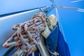 Rope Hank Hangs on the Mast of a Sailing Yacht Royalty Free Stock Photo