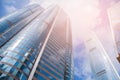 Bottom view Office building against blue sky background Royalty Free Stock Photo