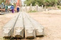 Bottom view of precast concrete piles