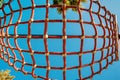 Bottom view of a red hammock made of rope Royalty Free Stock Photo