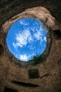 Bottom view of the sky inside the tower Royalty Free Stock Photo