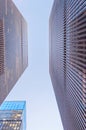 Bottom view of skyscrapers in Manhattan, New York, USA