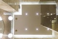 Bottom view of a sophisticated illuminated ceiling in the bathroom Royalty Free Stock Photo