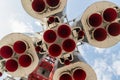 Bottom view of space rocket nozzles