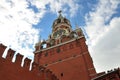 Bottom view of the Spassky Tower of Moscow Kremlin