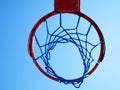 Bottom view to basketball hoop Royalty Free Stock Photo