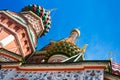 Bottom view of towers of saint Basil`s Cathedral