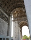 Bottom View of Triumphal Arch on champs elysees also called Arc