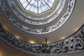 Bottom view of the twisted staircase Momo Bramante Staircase with the beautiful details and the glass dome in one of the museums