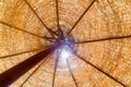 Bottom view on a wicker parasol Royalty Free Stock Photo