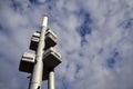 Bottom view of the Zizkov television tower transmitter, Prague, Czech Republic