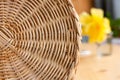 Bottom of the wicker bascket. Circular woven texture, recycled materials. Royalty Free Stock Photo