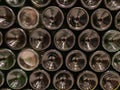 The bottoms of empty green glass bottles Royalty Free Stock Photo