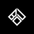 BOU letter logo design on black background. BOU creative initials letter logo concept. BOU letter design