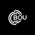 BOU letter logo design on black background. BOU creative initials letter logo concept. BOU letter design