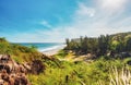 Boucan Canot Beach at Reunion Island seen from Cap Homard - touristic site Royalty Free Stock Photo