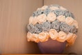 Bouchet view of roses made with white and blue paper Royalty Free Stock Photo