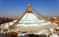 Boudha, bodhnath or Boudhanath stupa with prayer flags, the biggest buddhist stupa in Kathmandu city - buddhism in Nepal Royalty Free Stock Photo