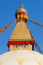 Boudha, bodhnath or Boudhanath stupa with prayer flags, the biggest buddhist stupa in Kathmandu city - buddhism in Nepal Royalty Free Stock Photo