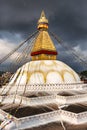 Boudha, bodhnath or Boudhanath stupa with prayer flags, the biggest Buddhist stupa in Kathmandu, Nepal Royalty Free Stock Photo