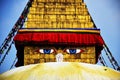 Boudhanath or Bodnath Stupa with Buddha eyes or Wisdom eyes Royalty Free Stock Photo